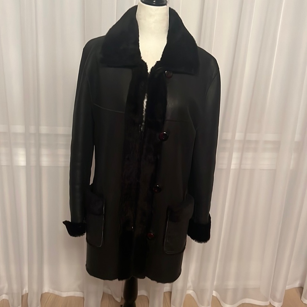 Leather coat.